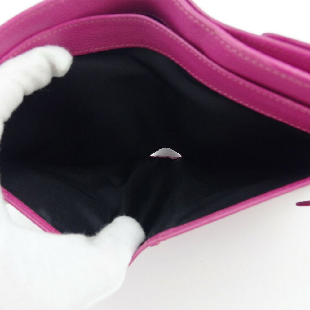 LOEWE W hook purse anagram button pink leather Authentic used - Picture 7 of 9